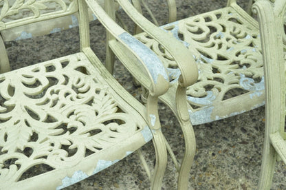 Cast Aluminum Leafy Scroll Outdoor Patio Dining Arm Chairs - Set of 4