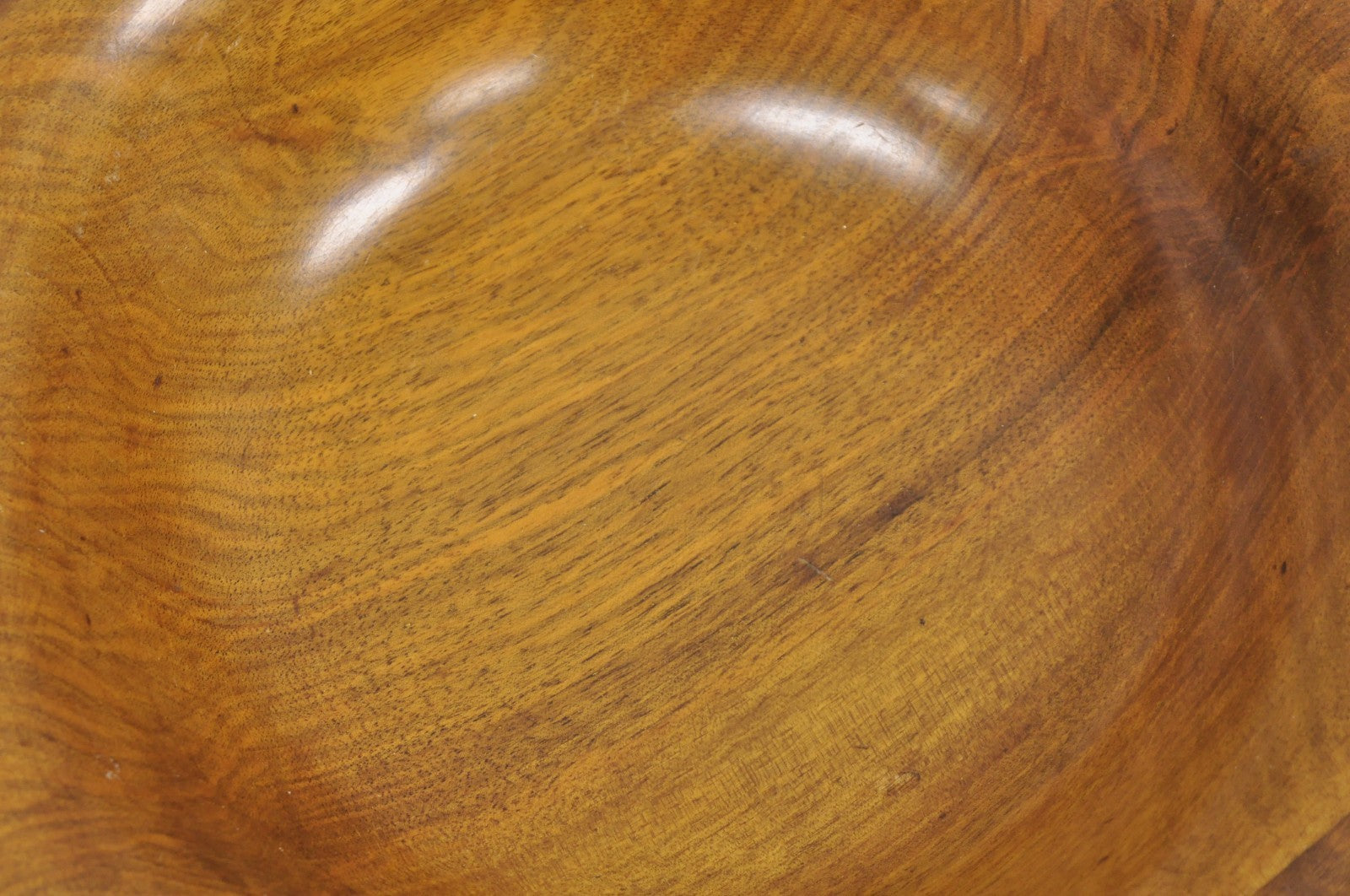 Vintage Mid Century Modern Turn Carved Double Rim Walnut Wooden Salad Fruit Bowl