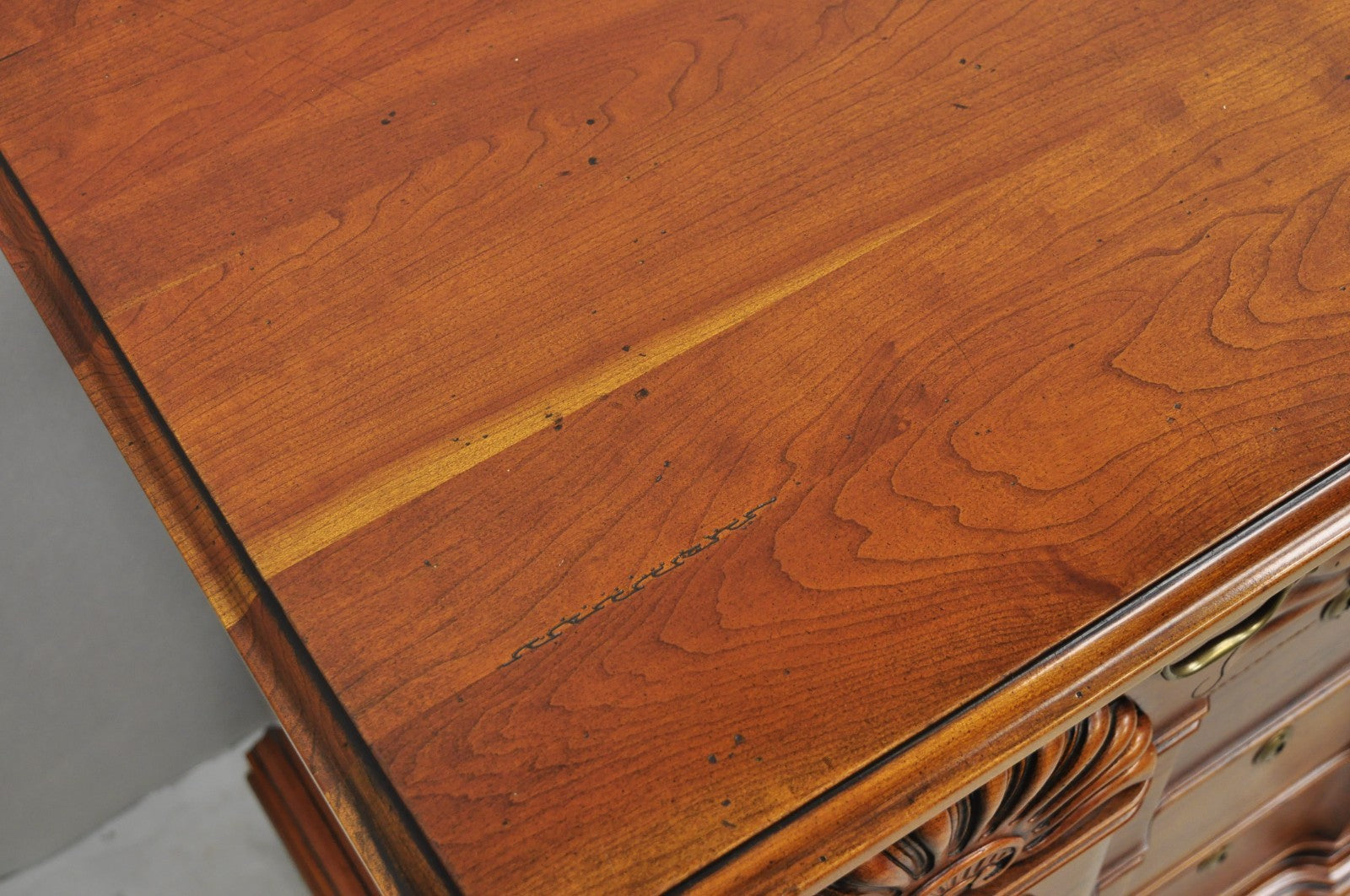 Vintage Georgian Cherry 3 Drawer Block Front Bachelor Chest Dresser by Harden