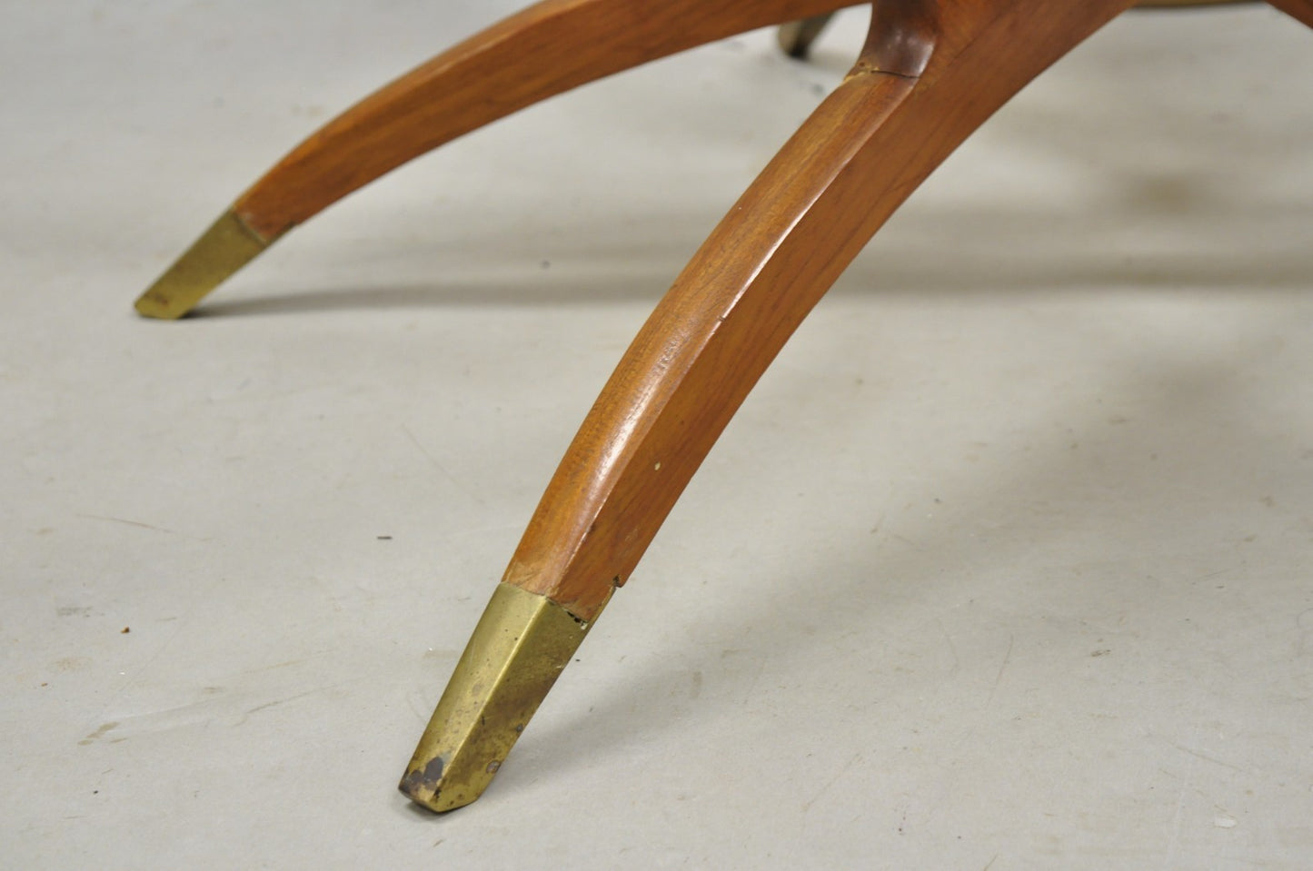 Vintage Moroccan 40" Round Brass Tray Top Teak Folding Spider Leg Coffee Table