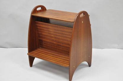 Mid Century Danish Modern Teak Wood Magazine Rack Book Stand Bookcase Side Table