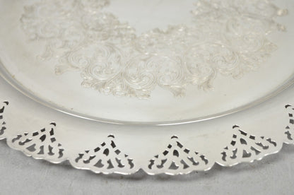Vintage Victorian Style Round Silver Plated 15" Bar Serving Platter Tray