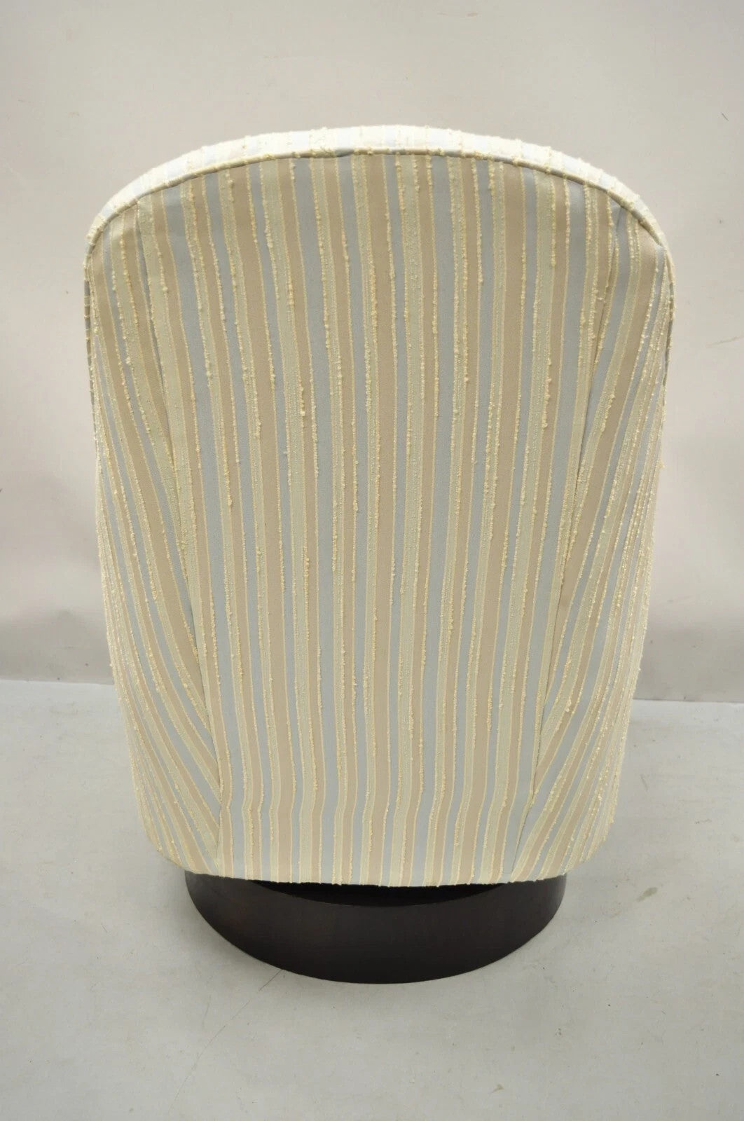 Mid Century Modern Milo Baughman Style Wooden Swivel Base Club Lounge Chair