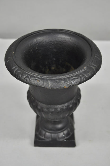 Vintage Cast Iron 8.5" French Classical Style Small Table Top Urn Flower Vase