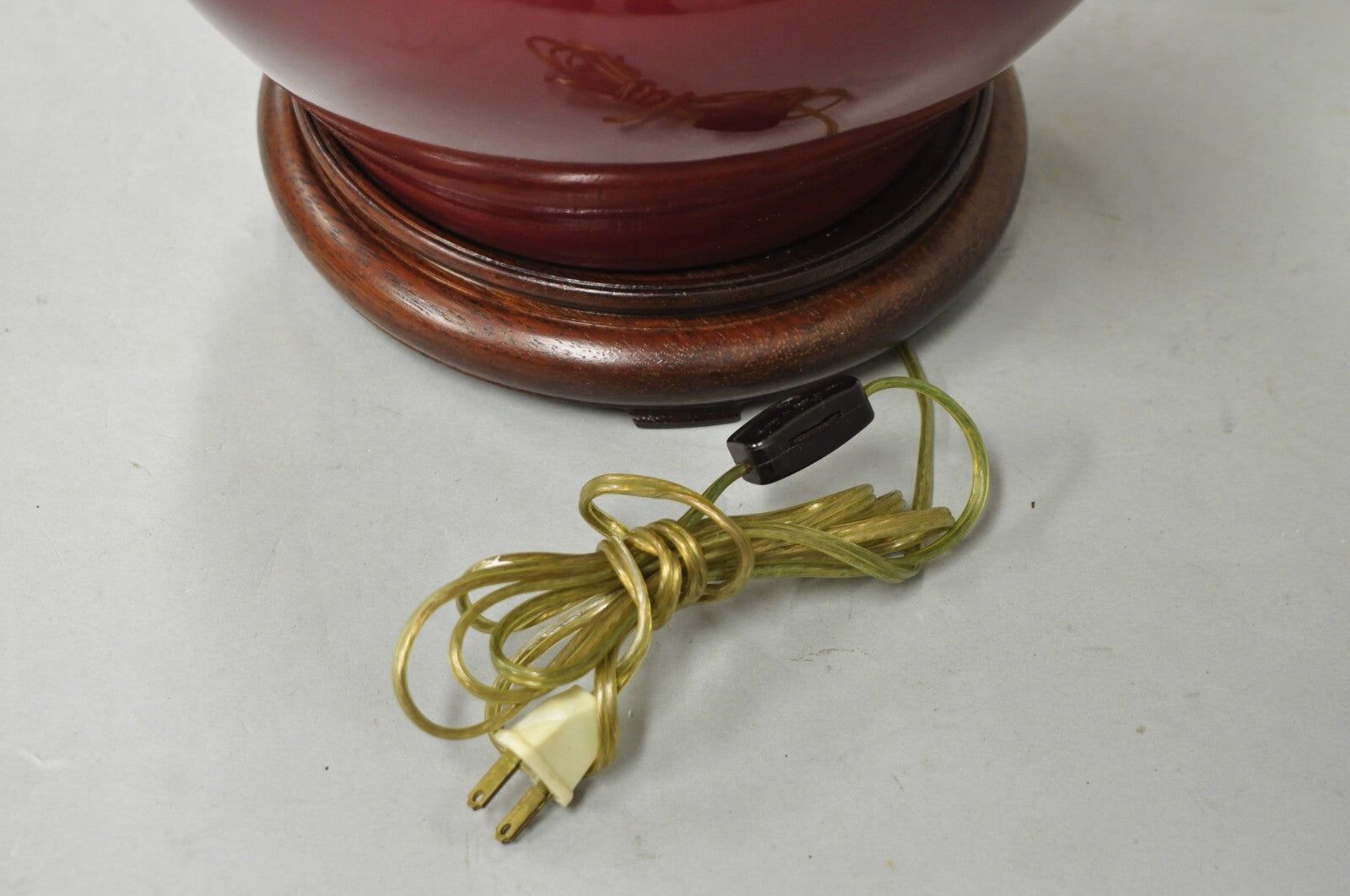 Antique Chinese Oxblood Red Glazed Porcelain Bulbous Jardinierie Table Lamp