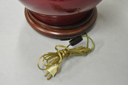 Antique Chinese Oxblood Red Glazed Porcelain Bulbous Jardinierie Table Lamp
