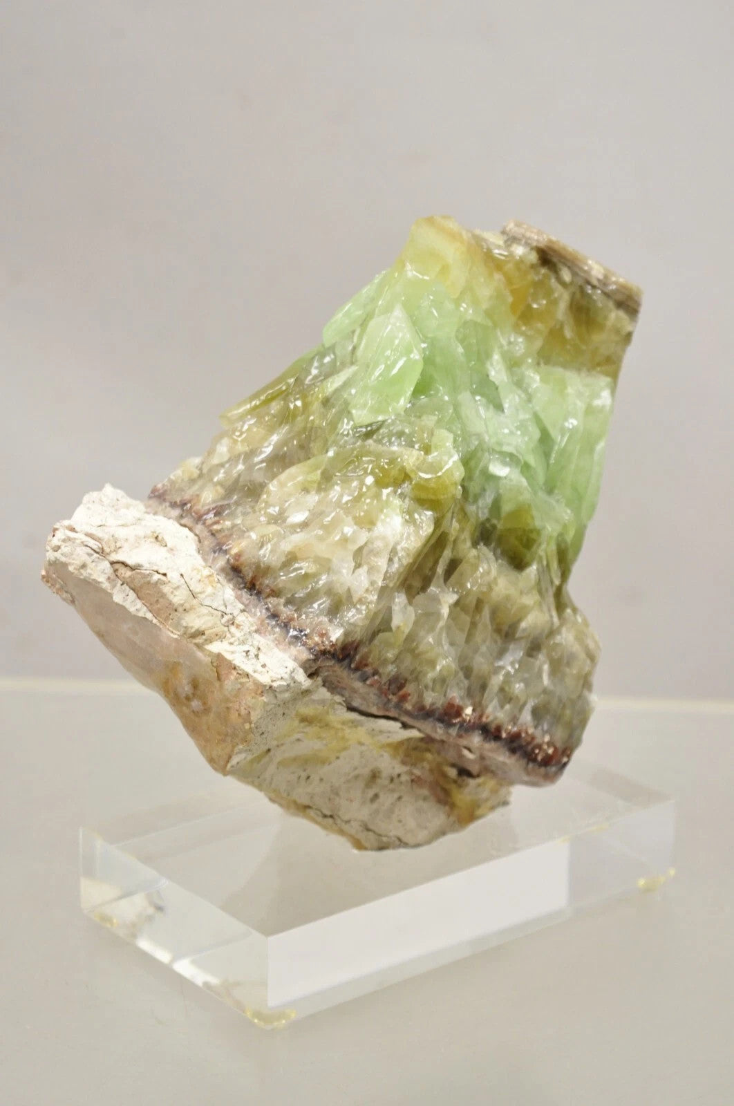 Large Green Calcite Quartz Mineral Geode Specimen Sculpture by Brenda Houston