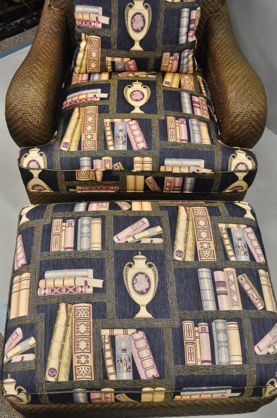 Mark Hampton Collection Hickory Chair Wicker Rattan Lounge Club Chair & Ottoman