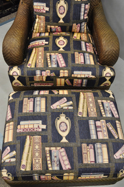 Mark Hampton Collection Hickory Chair Wicker Rattan Lounge Club Chair & Ottoman