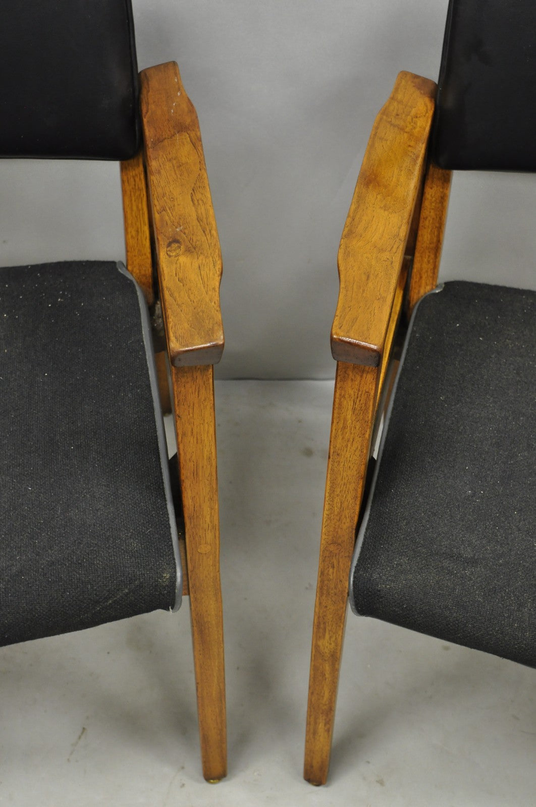 Vintage Boling Chair Co Mid Century Modern Walnut Lounge Arm Chairs (A) - Pair