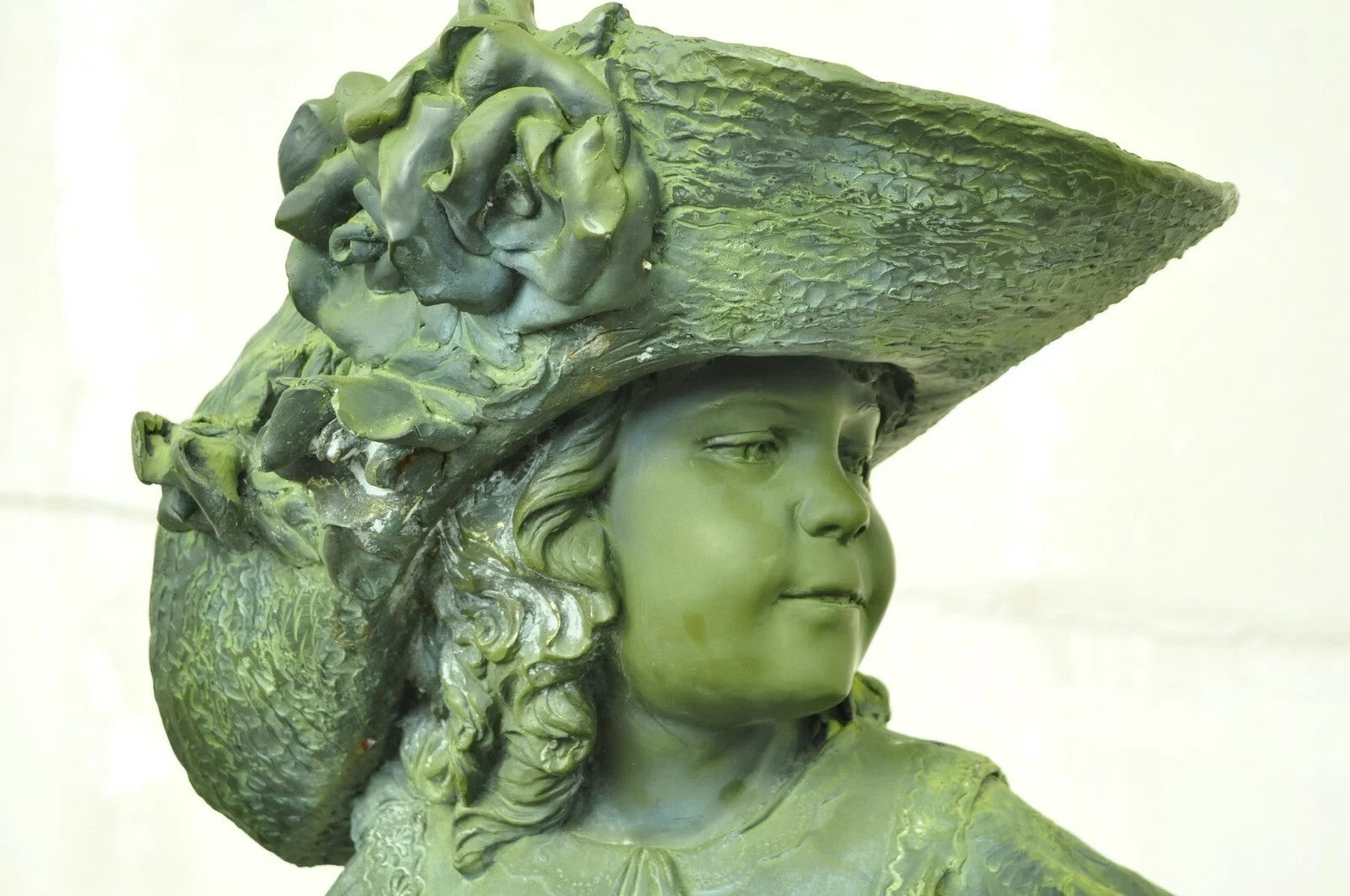 Jim Davidson Large Bronze Verdigris Mailbox Garden Statue Boy and Girl on Tree