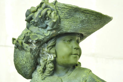 Jim Davidson Large Bronze Verdigris Mailbox Garden Statue Boy and Girl on Tree