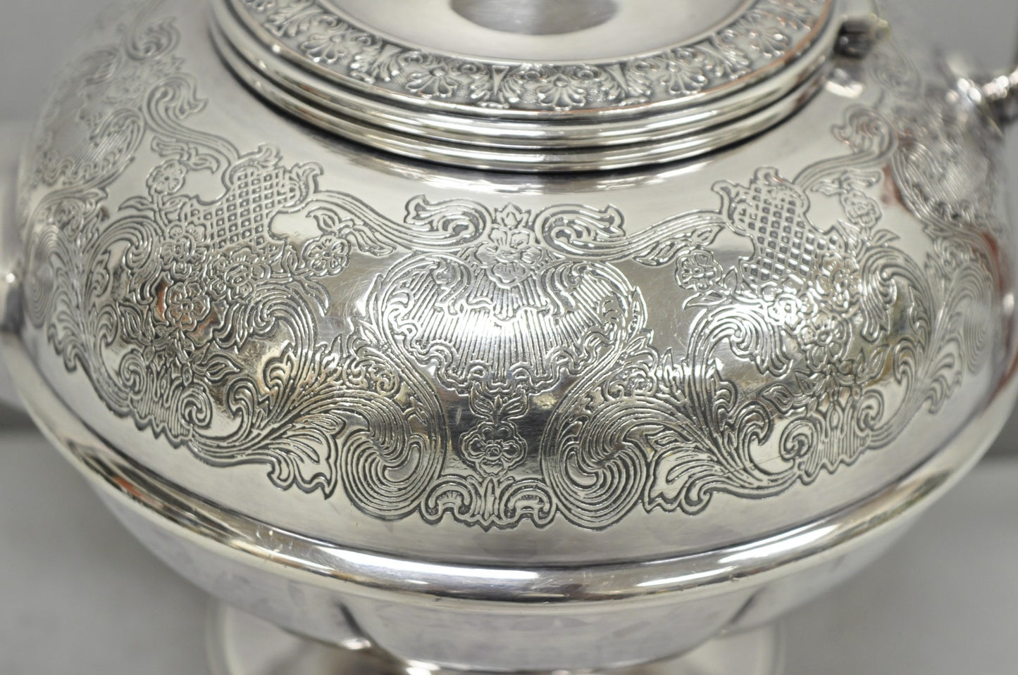 Vintage Sheffield Acanthus Pattern Silver Plated Coffee Teapot Tea Kettle