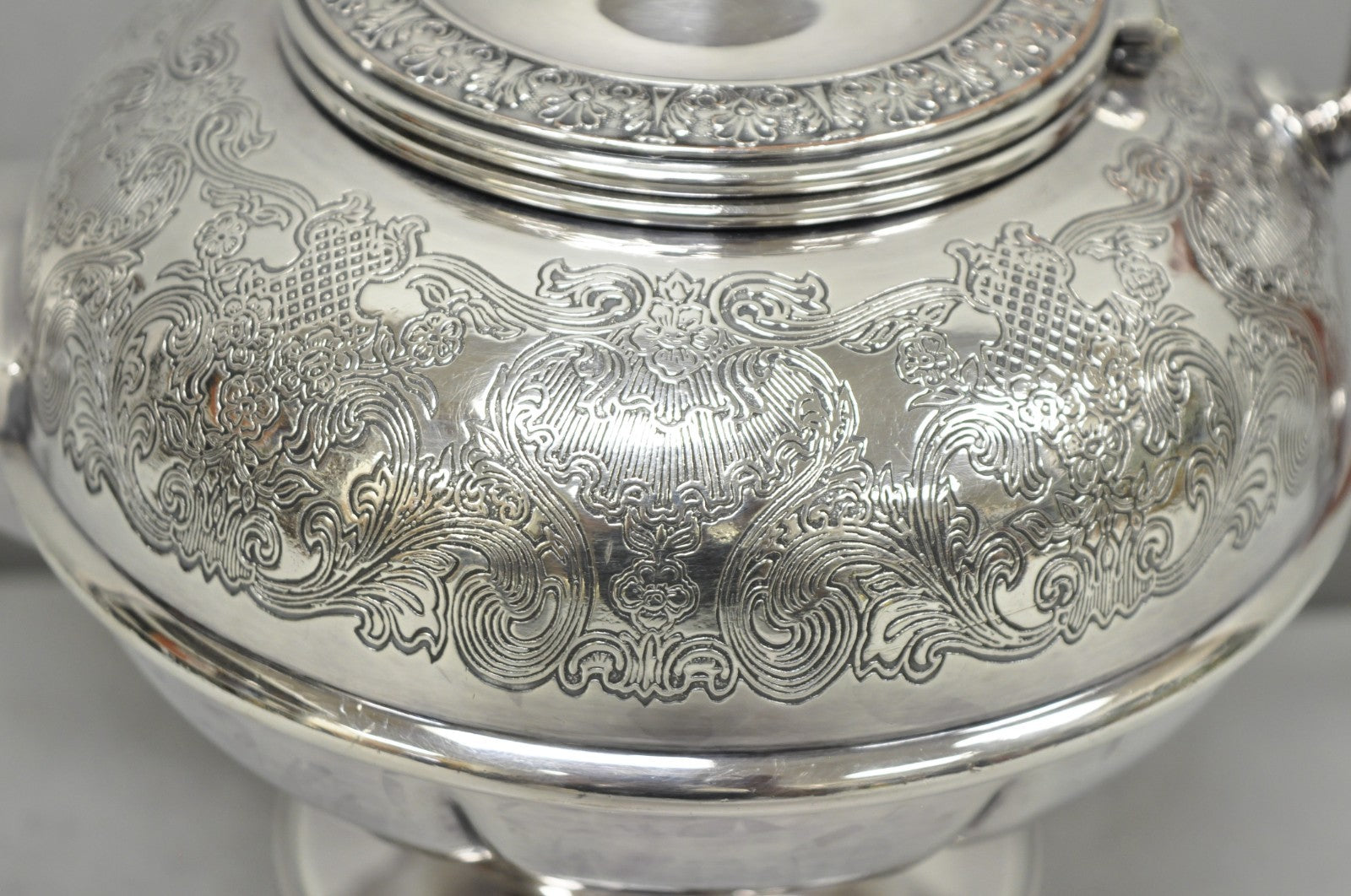 Vintage Sheffield Acanthus Pattern Silver Plated Coffee Teapot Tea Kettle