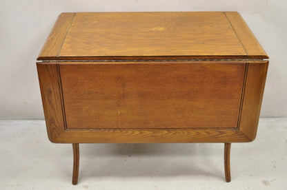 Vintage Mid Century Modern Klismos Saber Leg Oak Wood Drop Leaf Dining Table