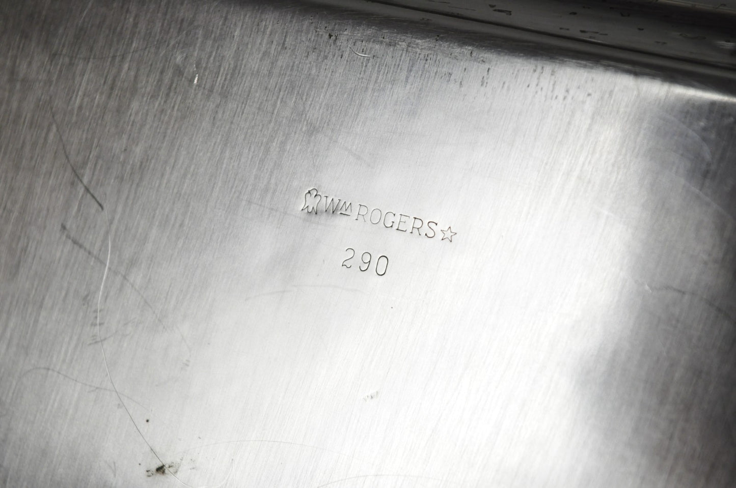 Vintage WM Rogers 290 Silver Plated Twin Handle Footed Bar Serving Platter Tray