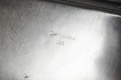 Vintage WM Rogers 290 Silver Plated Twin Handle Footed Bar Serving Platter Tray