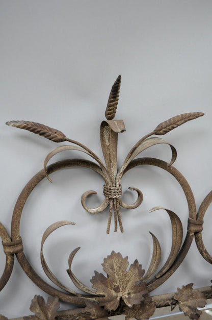 Italian Hollywood Regency Iron Tole Metal Wheat Sheaf Scroll Wall Mirror 50 x 31