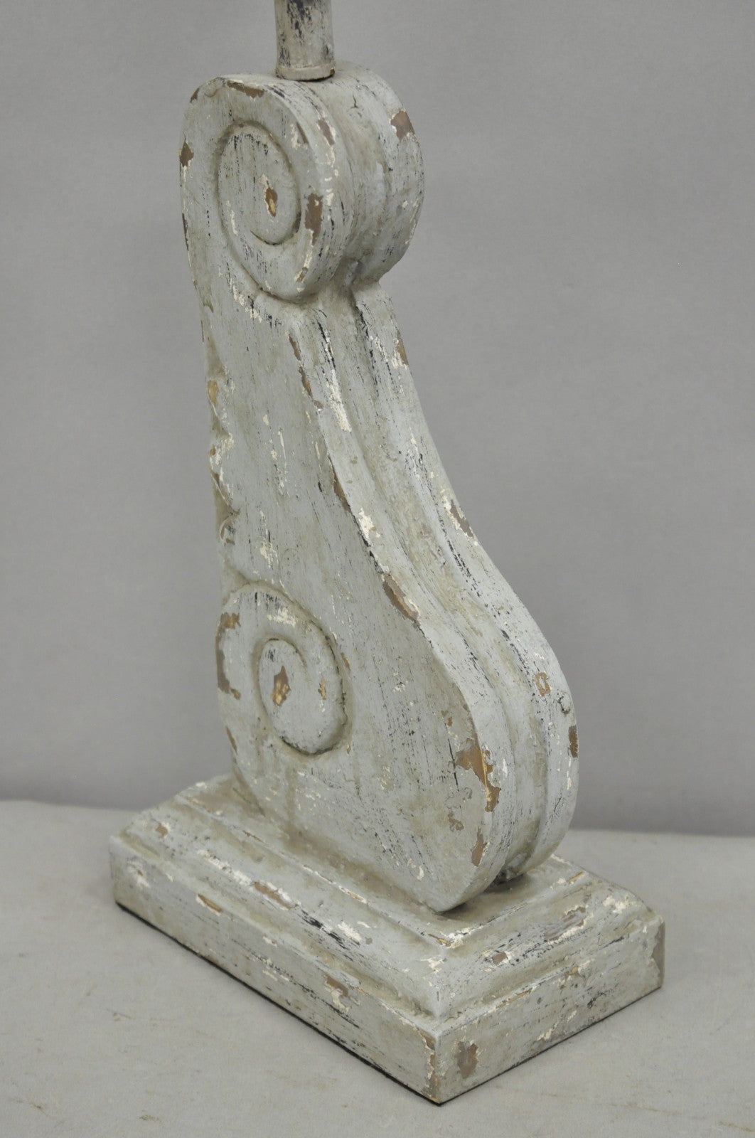 Contemporary Architectural Salvage Grey Distress Painted Wood Corbel Table Lamp