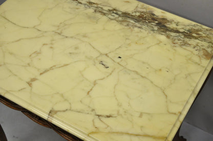 Vintage Hollywood Regency Provincial Pretzel Twist Marble Resin Side End Table