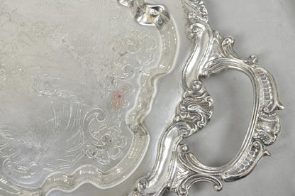Vintage Sheffield Baroque Silver Plated Long Narrow Serving Platter Bar Tray