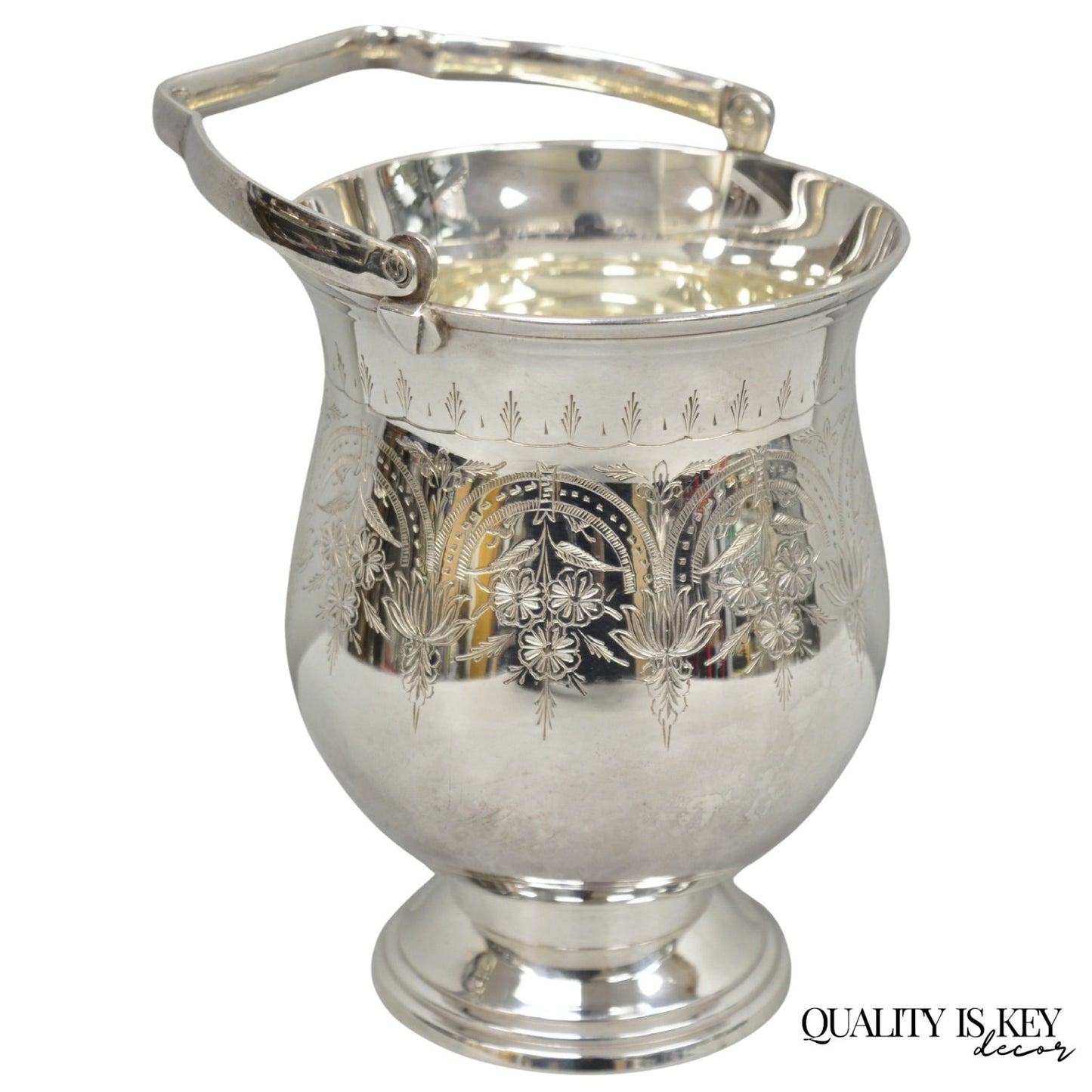 Vintage Leonard Victorian Silver Plated Small Ice Bucket Chiller w/ Handle