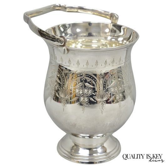 Vintage Leonard Victorian Silver Plated Small Ice Bucket Chiller w/ Handle