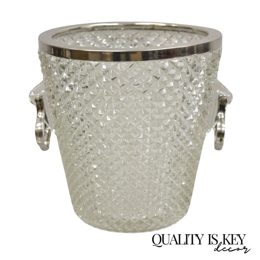 Vintage English Regency Crystal Glass Silver Plated Champagne Chiller Ice Bucket