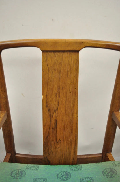Vintage Mid Century Modern John Stuart Walnut Curve Back Dining Arm Chairs, Pair