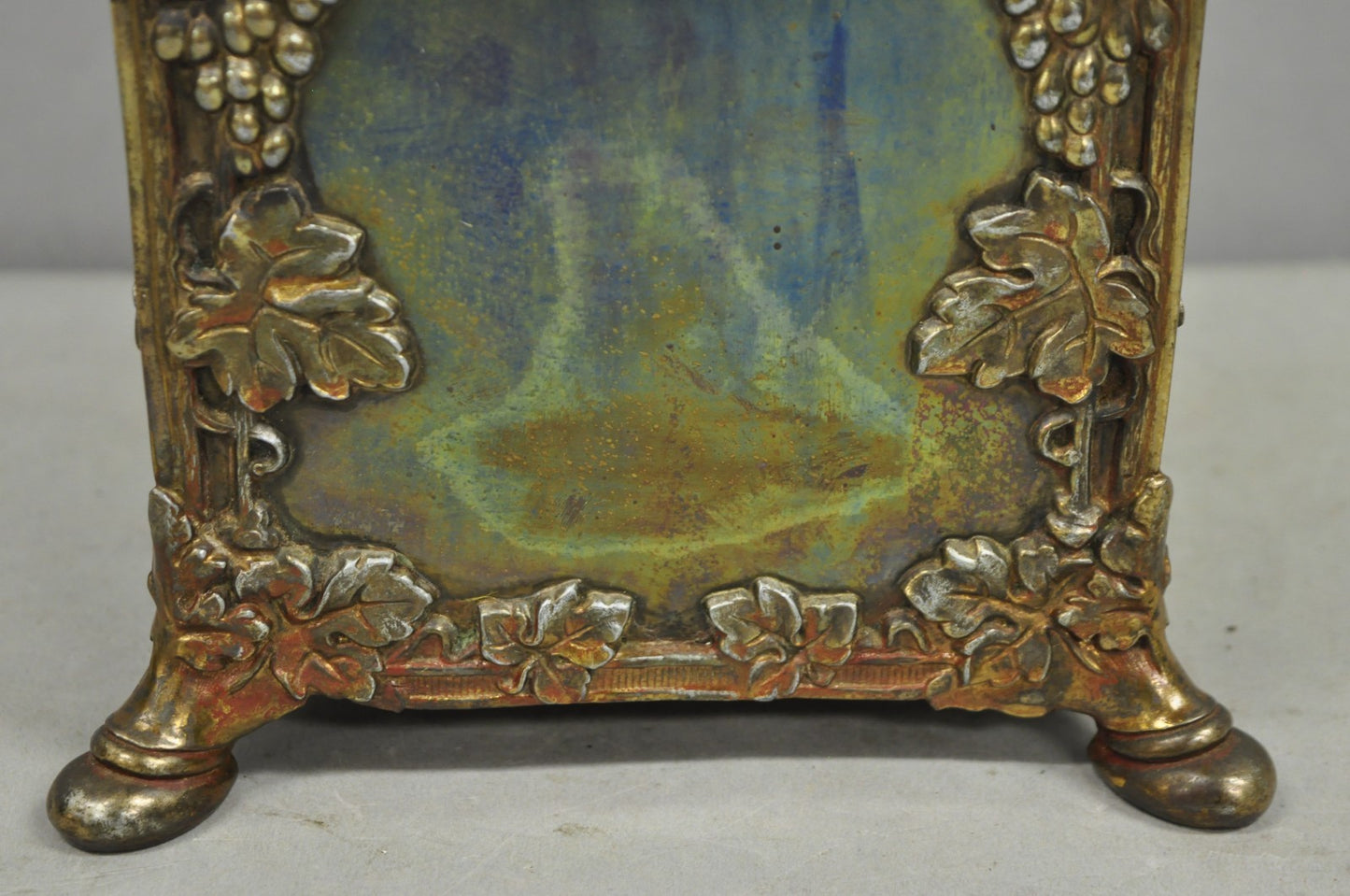 Antique French Art Nouveau Brass Maple Leaf Converted Oil Lamp Table Lamp