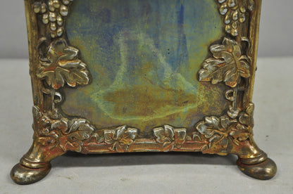 Antique French Art Nouveau Brass Maple Leaf Converted Oil Lamp Table Lamp