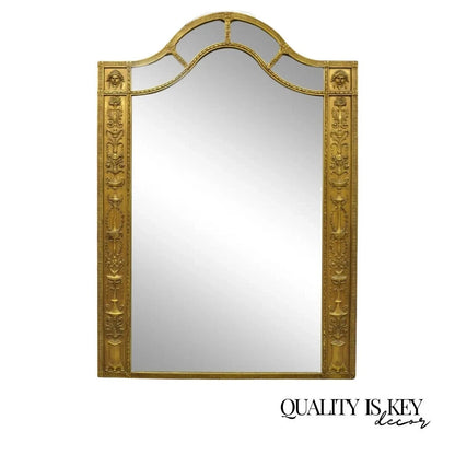 Antique French Neoclassical Gold Figural Gesso Large 76x54 Trumeau Floor Mirror