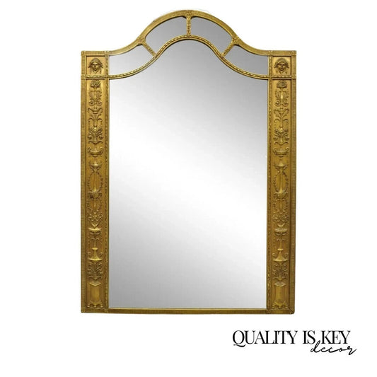 Antique French Neoclassical Gold Figural Gesso Large 76x54 Trumeau Floor Mirror