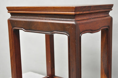 Vintage Chinese Hardwood Small Pedestal Plant Stand Side Table