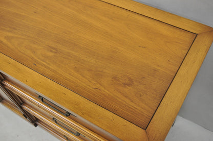 Vintage French Provincial Cherry Wood White Furn. 9 Drawer Credenza Long Dresser