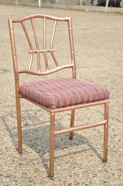 Shelby Williams Faux Bamboo Pink Rose Gold Upholstered Banquet Chairs - Set of 6