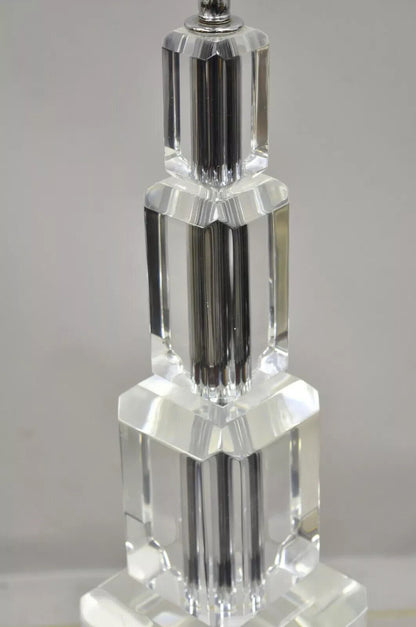 Mid Century Modern Large Stacked Lucite Acrylic Skyscraper Table Lamp by Art-Vue