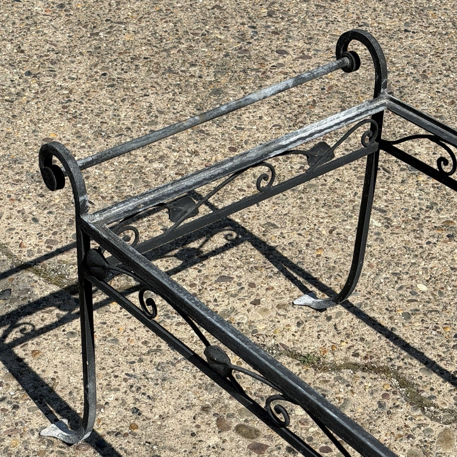 Vintage Salterini Art Nouveau Wrought Iron Garden Patio Rectangular Coffee Table