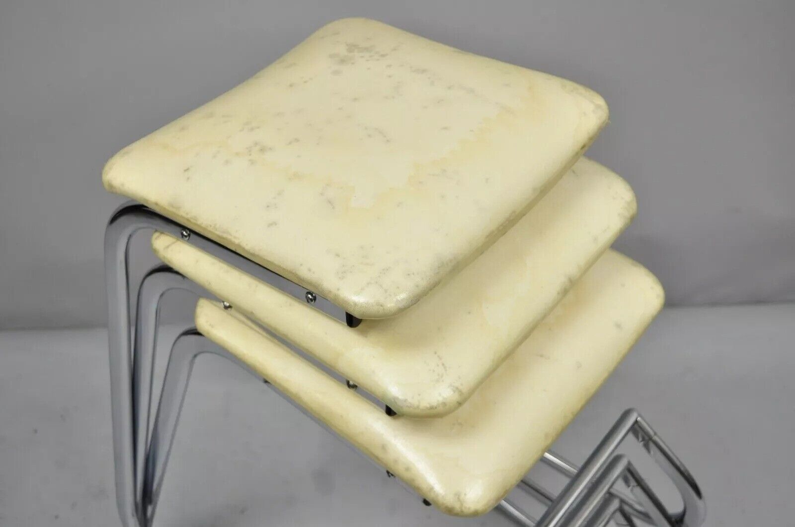 Vintage John Behringer Stendig Chrome Modern Prometheus Bar Stools - Set of 3