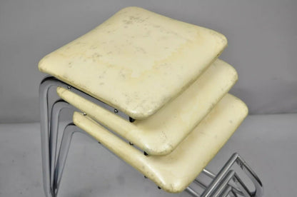 Vintage John Behringer Stendig Chrome Modern Prometheus Bar Stools - Set of 3