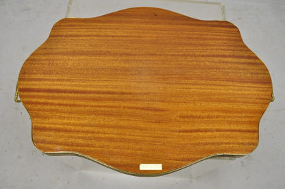 Vintage Italian Lacquered Wood & Brass Chariot Marquetry Inlay Bar Serving Tray