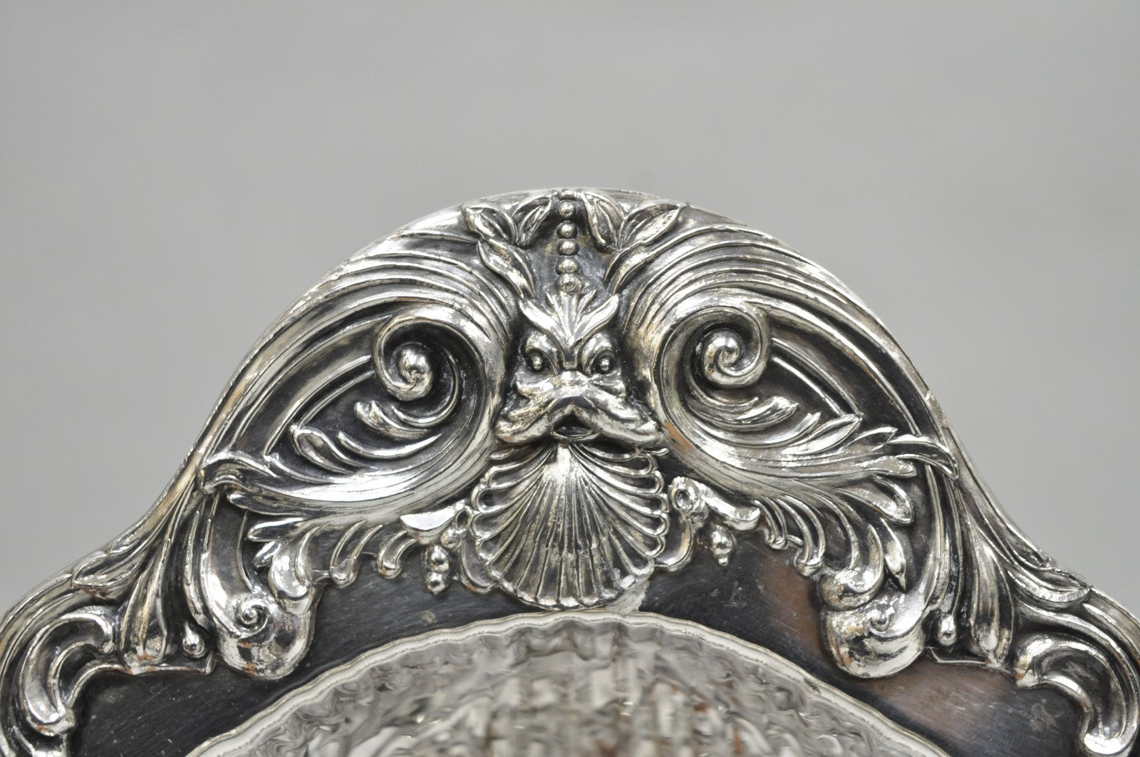 Vintage FB Rogers Silver Plated Large Clam Shell Serving Dish w / Dolphin