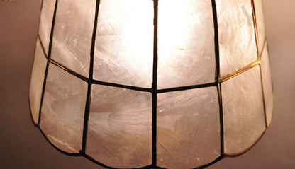 Vintage Italian Hollywood Regency Capiz Shell Gold 7.25 Round Clip On Lamp Shade