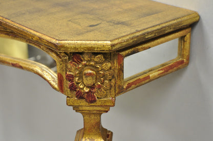 Vintage Italian Venetian Hollywood Regency Gold Gilt Small Wall Console Table