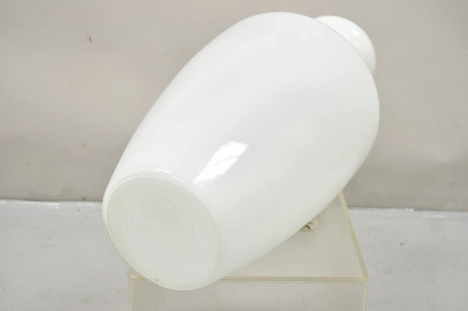 Modern Large White Cased Blown Glass 30" Urn Form Floor Flower Vase Vessel