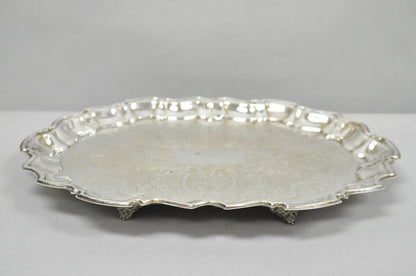 Vintage Kent Silversmiths Scalloped Silver Plated Serving Tray Trinket Dish