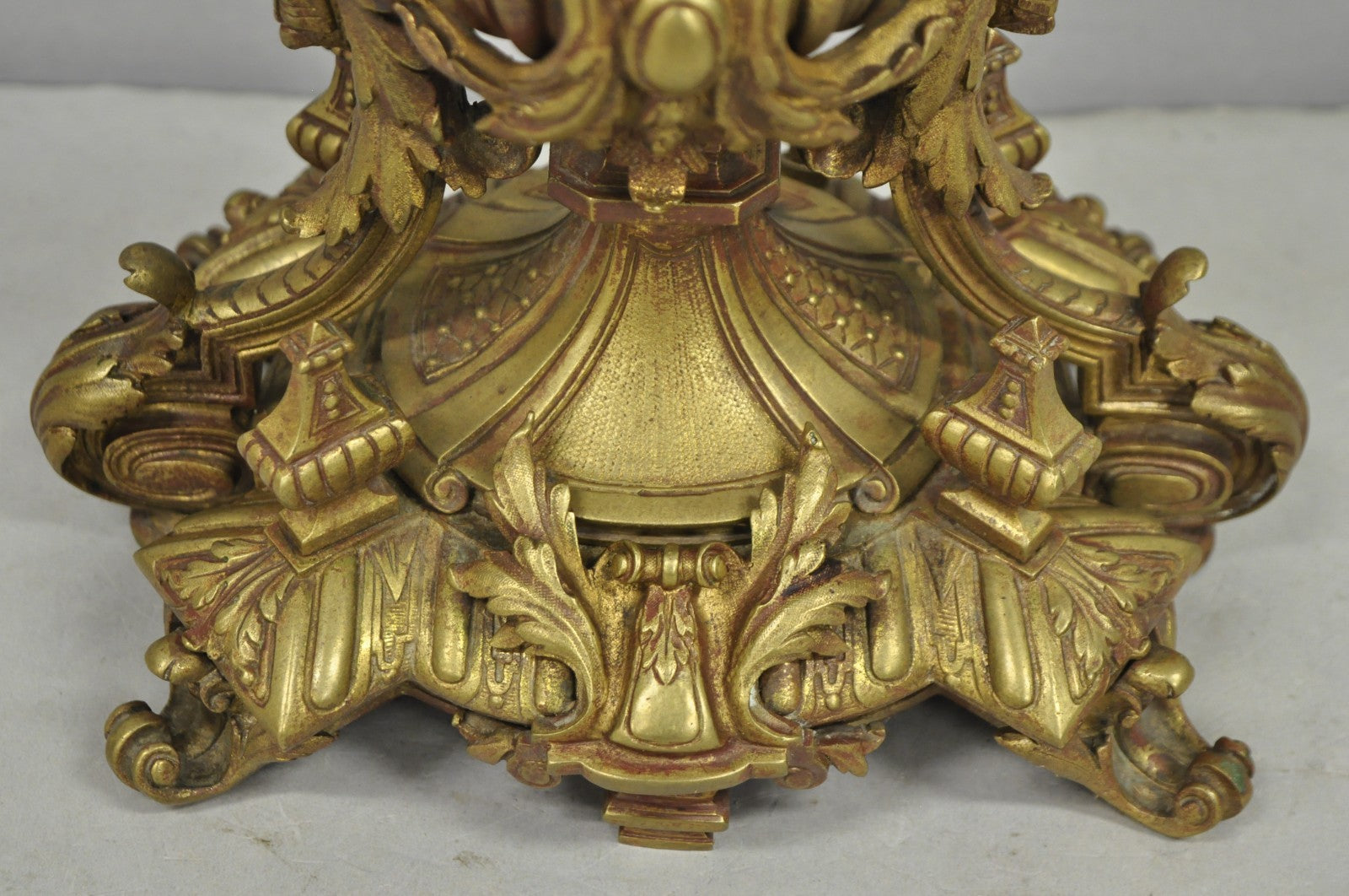 Antique French Louis XV Style Bronze Figural Winged Cherub Gold Table Lamp