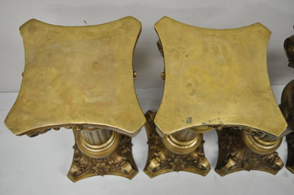 Vintage Brass Bronze Fluted Corinthian Column 29" Classical Pedestal Plant Stand