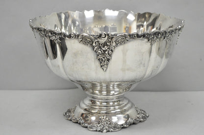 Vintage Baroque by Wallace 252 & 253 Silver Plated Punch Bowl Set w/ 10 Cups