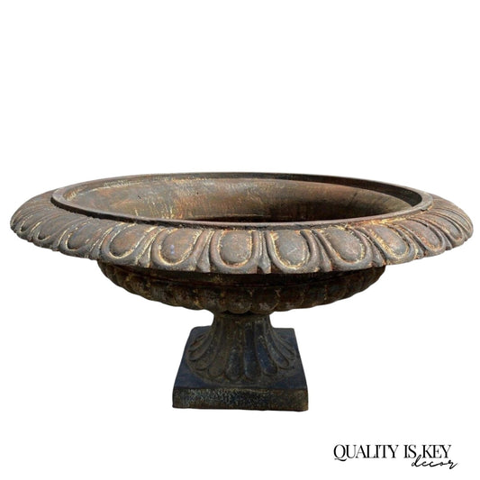 Cast Iron Low and Wide 38" Round French Classic Style Outdoor Garden Urn Planter